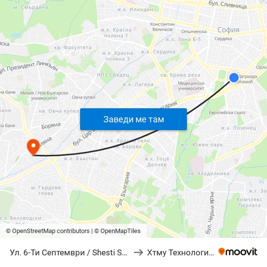 Ул. 6-Ти Септември / Shesti Septemvri St. (1806) to Хтму Технологичен Колеж map