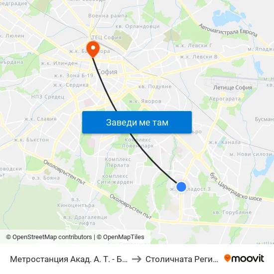 Ⓜ️ Метростанция Акад. Александър Теодоров - Балан / Akademik Aleksandar Teodorov - Balan Metro Station (1917) to Столичната Регионална Здравна Инспекция map
