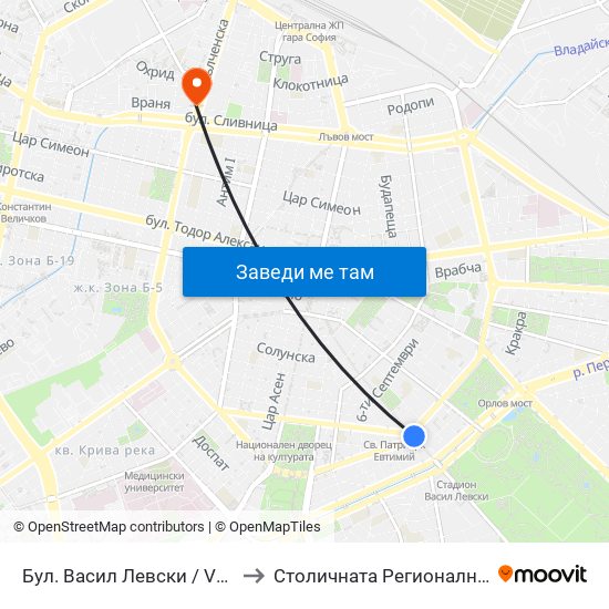 Бул. Васил Левски / Vasil Levski Blvd. (0300) to Столичната Регионална Здравна Инспекция map