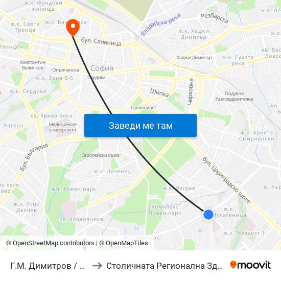 Г.М. Димитров / G.M.Dimitrov to Столичната Регионална Здравна Инспекция map