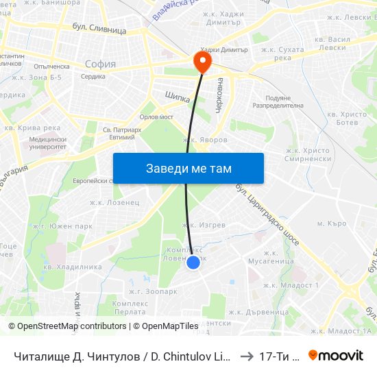 Читалище Д. Чинтулов / D. Chintulov Library (2365) to 17-Ти Дкц map