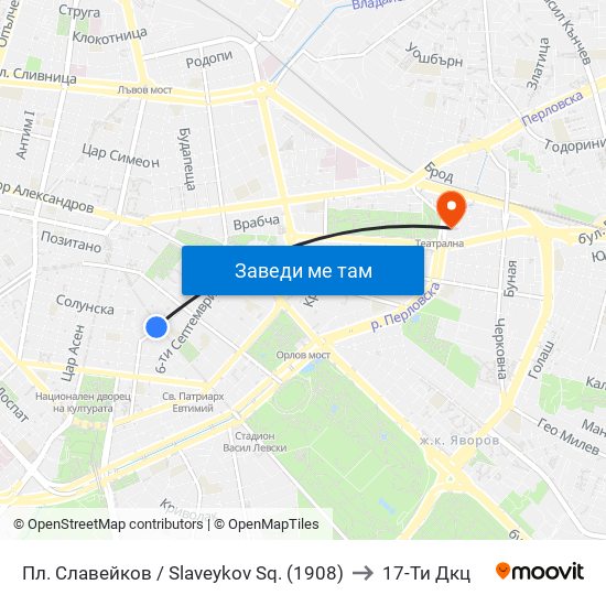 Пл. Славейков / Slaveykov Sq. (1908) to 17-Ти Дкц map