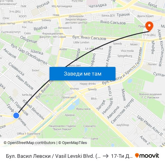 Бул. Васил Левски / Vasil Levski Blvd. (0299) to 17-Ти Дкц map