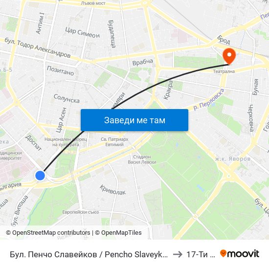 Бул. Пенчо Славейков / Pencho Slaveykov Blvd. (0356) to 17-Ти Дкц map