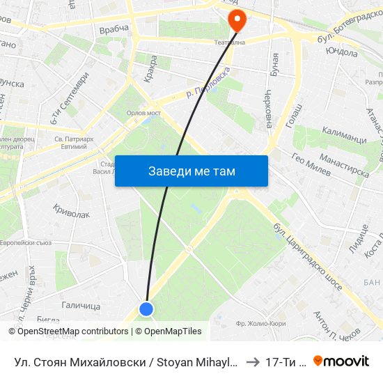 Ул. Стоян Михайловски / Stoyan Mihaylovski St. (2191) to 17-Ти Дкц map