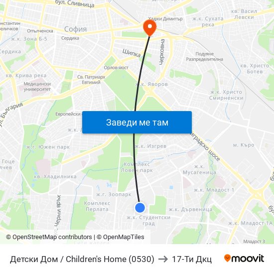 Детски Дом / Children's Home (0530) to 17-Ти Дкц map