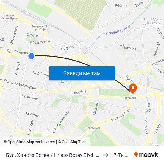 Бул. Христо Ботев / Hristo Botev Blvd. (0385) to 17-Ти Дкц map