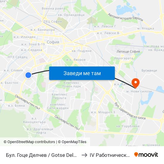 Бул. Гоце Делчев / Gotse Delchev Blvd. (0308) to IV Работническа Болница map