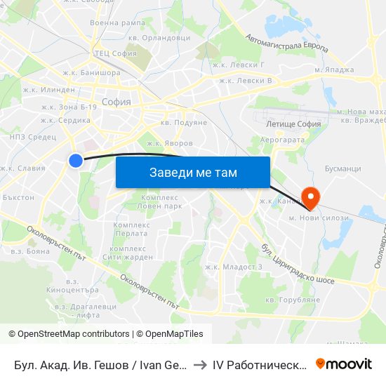 Бул. Акад. Ив. Гешов / Ivan Geshov Blvd. (0270) to IV Работническа Болница map