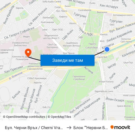 Бул. Черни Връх / Cherni Vrah Blvd. (0401) to Блок ""Нервни Болести"" map