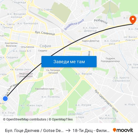 Бул. Гоце Делчев / Gotse Delchev Blvd. (0313) to 18-Ти Дкц - Филиал Металург map