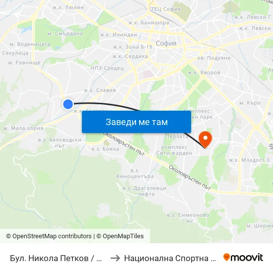 Бул. Никола Петков / Nikola Petkov Blvd. (0345) to Национална Спортна Академия Васил Левски map