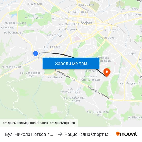 Бул. Никола Петков / Nikola Petkov Blvd. (0347) to Национална Спортна Академия Васил Левски map