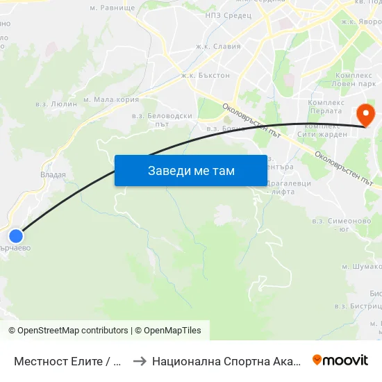 Местност Елите / Elite Area (0573) to Национална Спортна Академия Васил Левски map