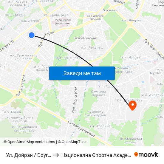 Ул. Дойран / Doyran St. (1936) to Национална Спортна Академия Васил Левски map