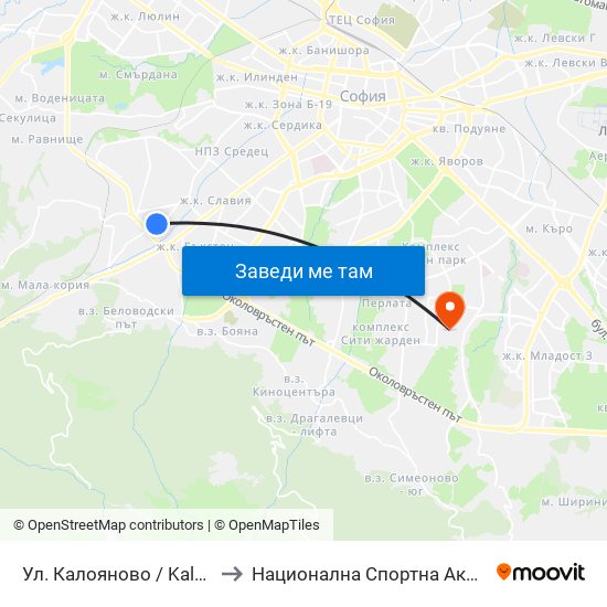 Ул. Калояново / Kaloyanovo St. (0776) to Национална Спортна Академия Васил Левски map