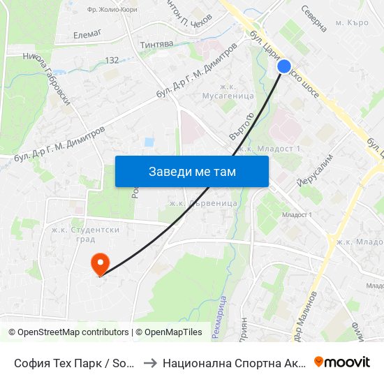 София Тех Парк / Sofia Tech Park (0579) to Национална Спортна Академия Васил Левски map
