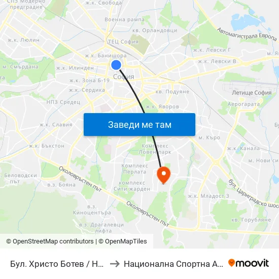 Бул. Христо Ботев / Hristo Botev Blvd. (0382) to Национална Спортна Академия Васил Левски map