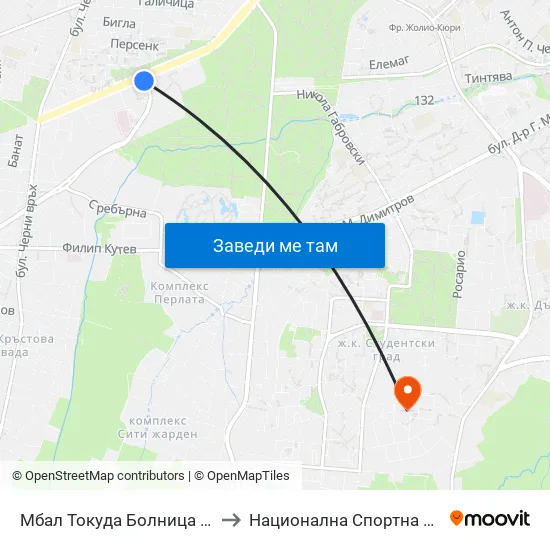 Мбал Токуда Болница / Tokuda Hospital (2777) to Национална Спортна Академия Васил Левски map