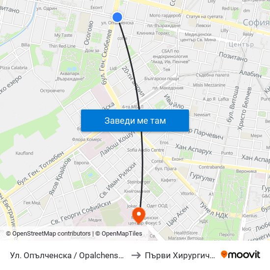 Ул. Опълченска / Opalchenska St. (2085) to Първи Хирургичен Блок map