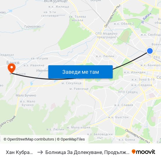 Хан Кубрат / Han Kubrat to Болница За Долекуване, Продължително Лечение И Рехабилитация map