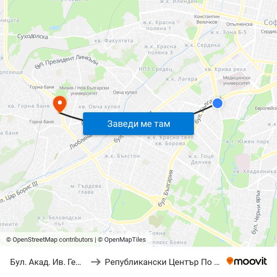 Бул. Акад. Ив. Гешов / Ivan Geshov Blvd. (0270) to Републикански Център По Протезиране И Възстановителна Хирургия map