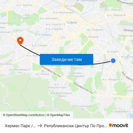 Хермес Парк / Hermes Park (2593) to Републикански Център По Протезиране И Възстановителна Хирургия map