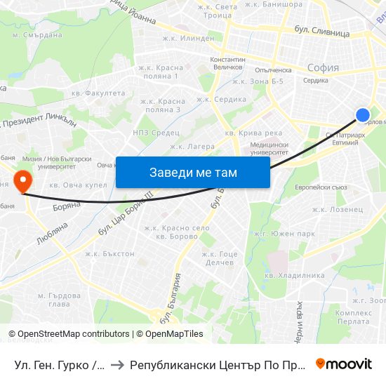 Ул. Ген. Гурко / Gen. Gurko St. (1903) to Републикански Център По Протезиране И Възстановителна Хирургия map