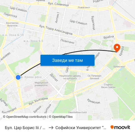 Бул. Цар Борис Ііі / Boris III Blvd. (0394) to Софийски Университет “Св. Климент Охридски"" map