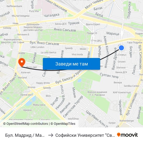 Бул. Мадрид / Madrid Blvd. (0337) to Софийски Университет “Св. Климент Охридски"" map