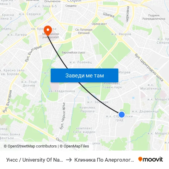 🎓 Унсс / University Of National And World Economy (1692) to Клиника По Алергология, Астма И Клинична Имунология map
