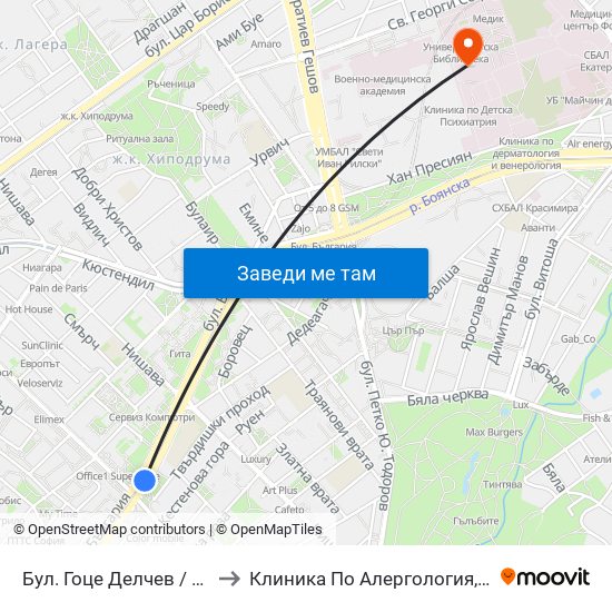 Бул. Гоце Делчев / Gotse Delchev Blvd. (0313) to Клиника По Алергология, Астма И Клинична Имунология map