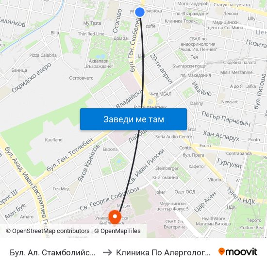 Бул. Ал. Стамболийски / Al. Stamboliyski Blvd. (0283) to Клиника По Алергология, Астма И Клинична Имунология map