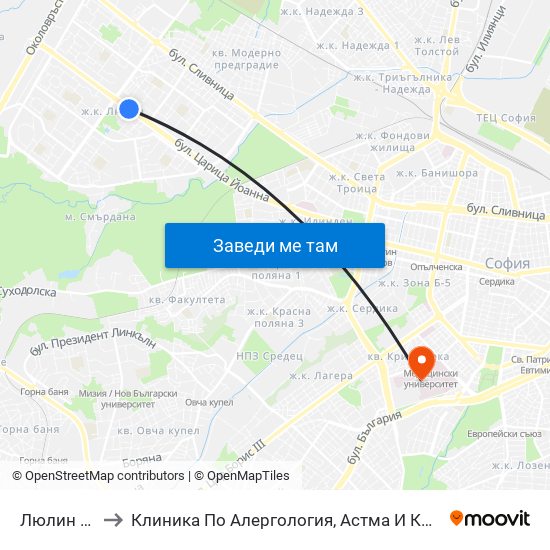 Люлин / Lyulin to Клиника По Алергология, Астма И Клинична Имунология map