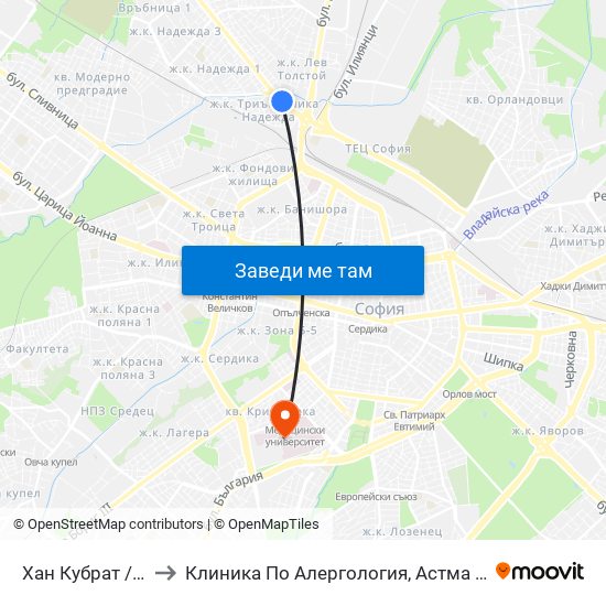 Хан Кубрат / Han Kubrat to Клиника По Алергология, Астма И Клинична Имунология map