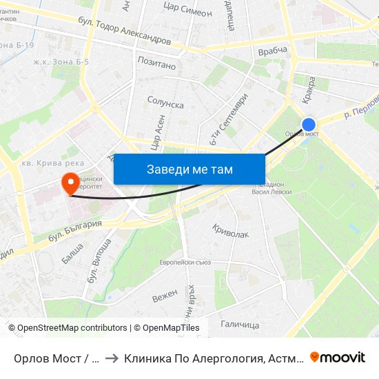 Орлов Мост / Eagles' Bridge to Клиника По Алергология, Астма И Клинична Имунология map