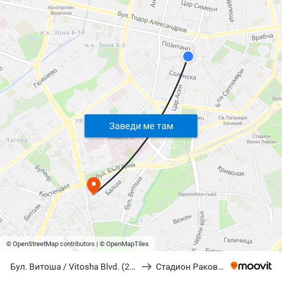 Бул. Витоша / Vitosha Blvd. (2825) to Стадион Раковски map