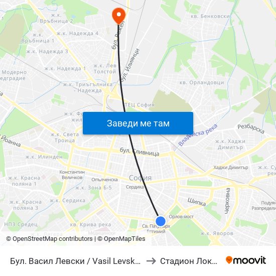 Бул. Васил Левски / Vasil Levski Blvd. (0300) to Стадион Локомотив map
