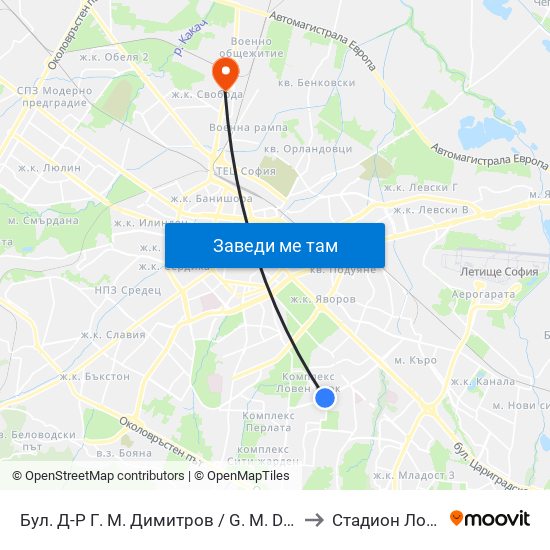 Бул. Д-Р Г. М. Димитров / G. M. Dimitrov Blvd. (0316) to Стадион Локомотив map
