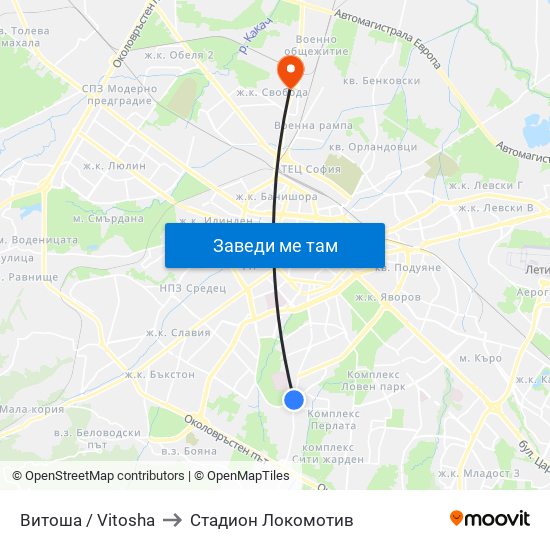 Витоша / Vitosha to Стадион Локомотив map