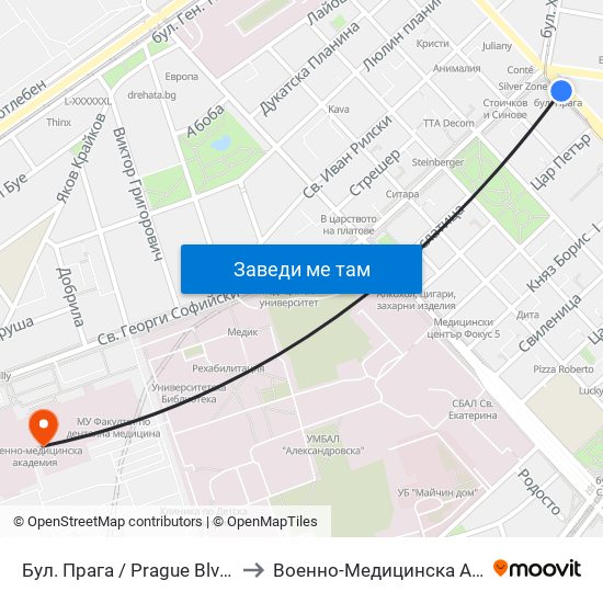 Бул. Прага / Prague Blvd. (0363) to Военно-Медицинска Академия map
