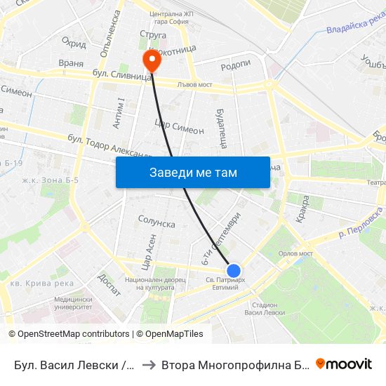 Бул. Васил Левски / Vasil Levski Blvd. (0299) to Втора Многопрофилна Болница За Активно Лечение map