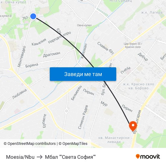Moesia/Nbu to Мбал ""Света София"" map