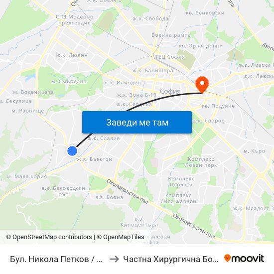 Бул. Никола Петков / Nikola Petkov Blvd. (0347) to Частна Хирургична Болница Света Богородица map