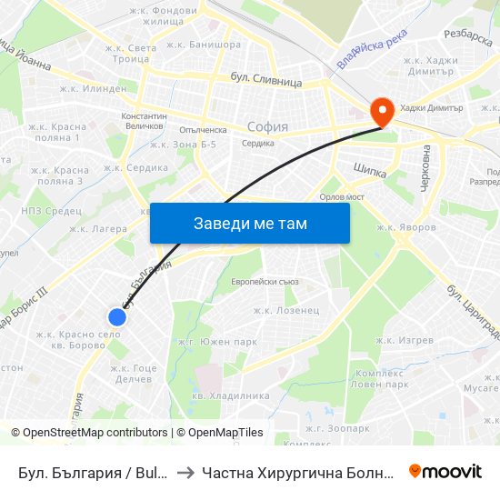 Бул. България / Bulgaria Blvd. (0290) to Частна Хирургична Болница Света Богородица map