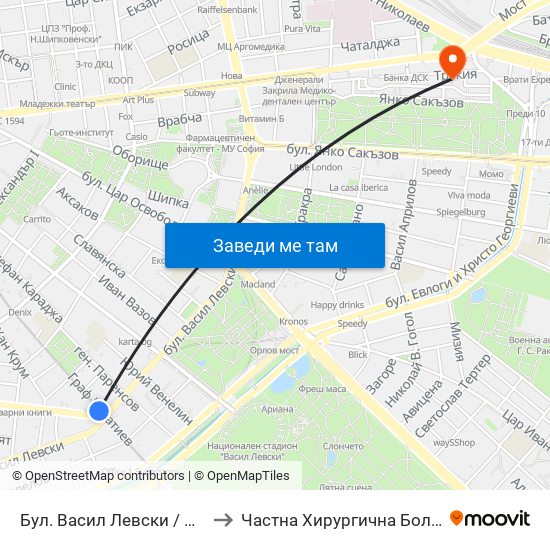 Бул. Васил Левски / Vasil Levski Blvd. (0299) to Частна Хирургична Болница Света Богородица map