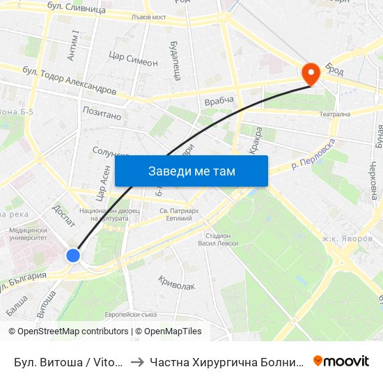 Бул. Витоша / Vitosha Blvd. (0302) to Частна Хирургична Болница Света Богородица map