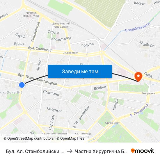 Бул. Ал. Стамболийски / Al. Stamboliyski Blvd. (0283) to Частна Хирургична Болница Света Богородица map