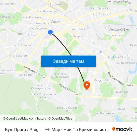 Бул. Прага / Prague Blvd. (0365) to Мвр - Нии По Криминалистика И Криминология map