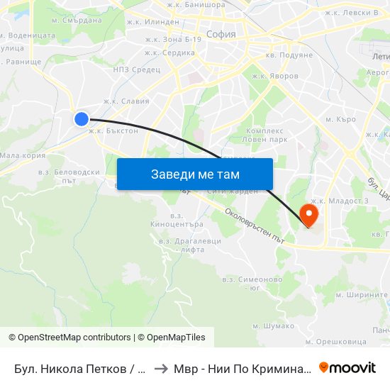 Бул. Никола Петков / Nikola Petkov Blvd. (0347) to Мвр - Нии По Криминалистика И Криминология map